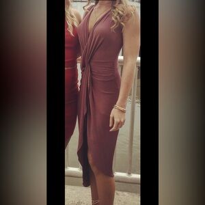 Charlotte Russe Dusty Mauve Plunge Dress